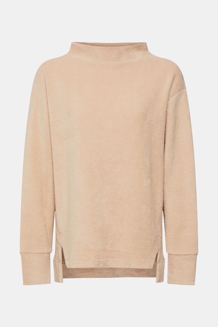 Furry sweatshirt with stand-up collar, LIGHT TAUPE, detail image number 2