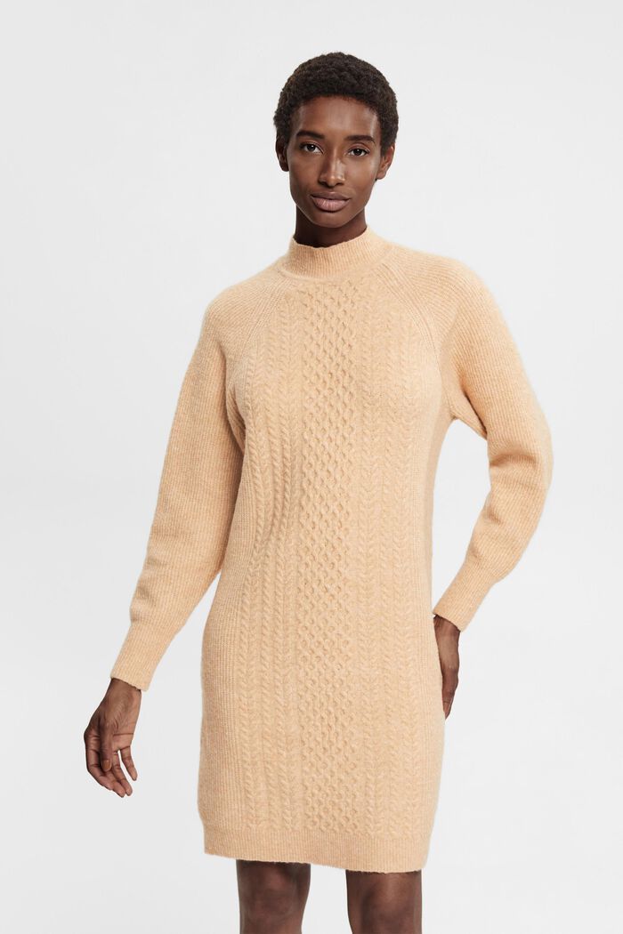 Cable knit jumper dress, LIGHT BEIGE, detail image number 0