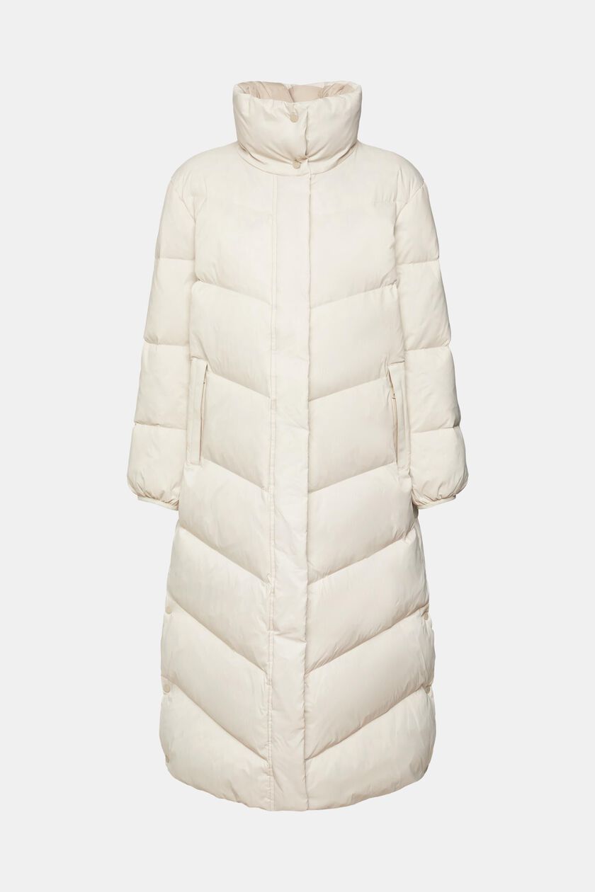 Quilted coat with recycled down filling