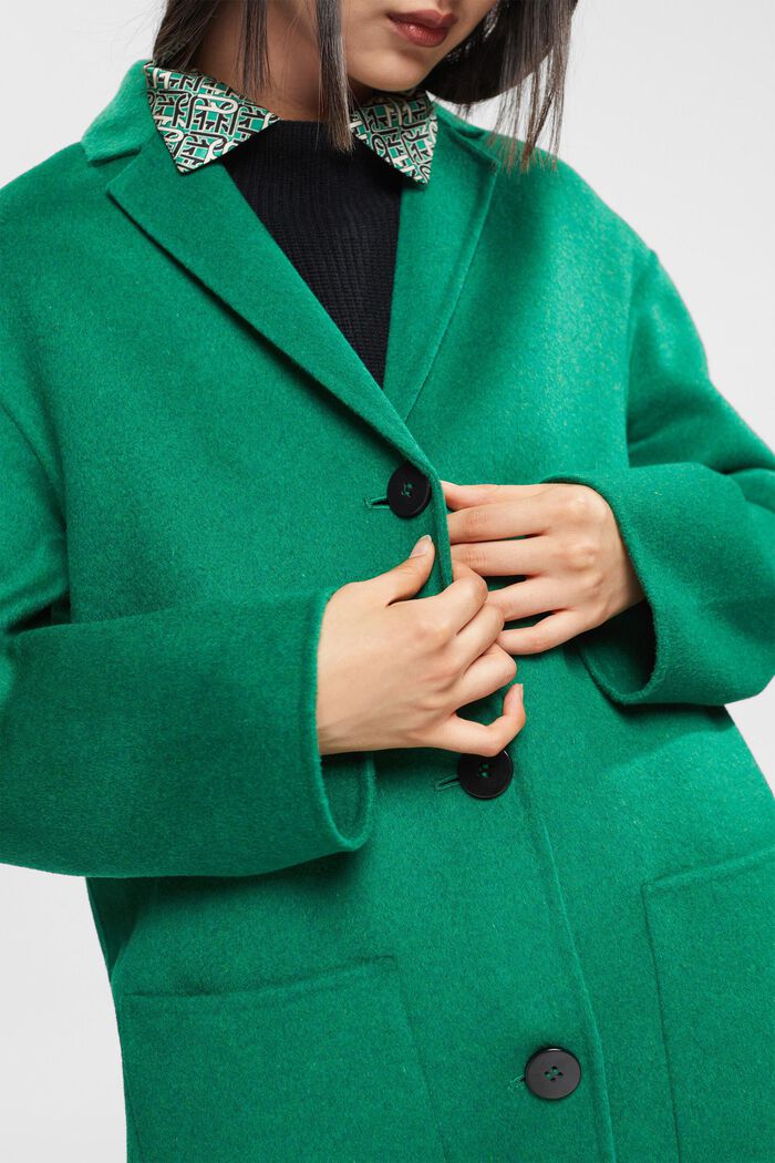 Wool blend coat, EMERALD GREEN, detail image number 2