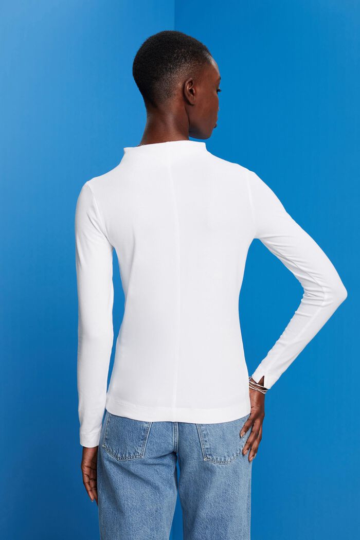 Boat neck long sleeve top, WHITE, detail image number 3
