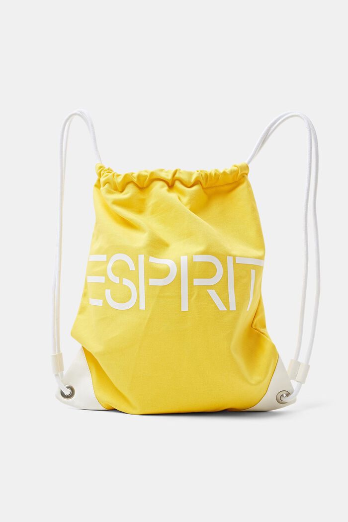 Cotton Canvas Logo Drawstring Backpack, YELLOW, detail image number 0