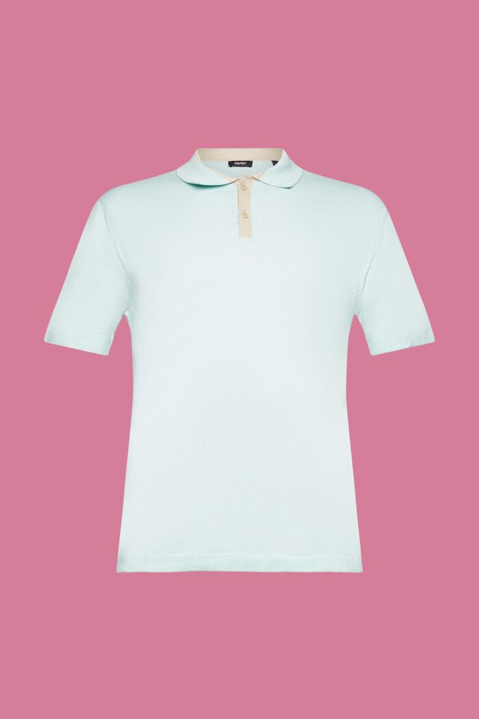 Blended TENCEL and sustainable cotton polo shirt, LIGHT AQUA GREEN, detail image number 5