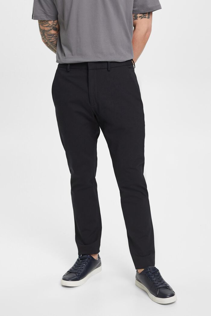 Piqué jersey suit trousers, BLACK, detail image number 0