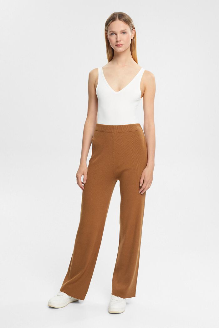 High-rise knit trousers, LENZING™ ECOVERO™, CARAMEL, detail image number 2