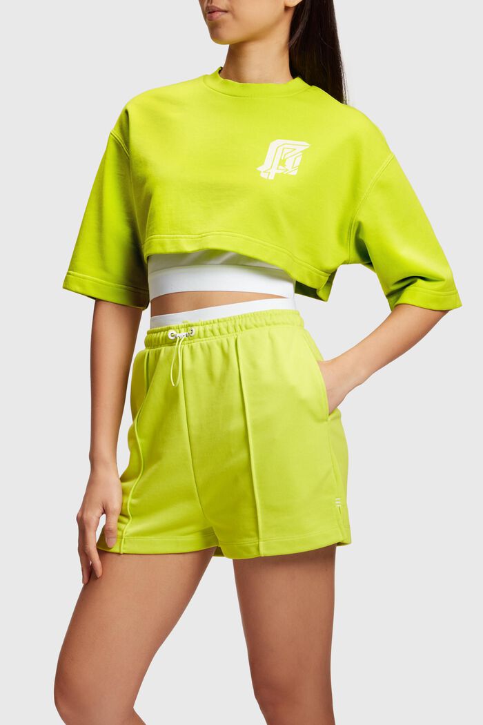 2-in-1 Neon Pop Print Logo Cropped Sweat Set, LIME YELLOW, detail image number 0