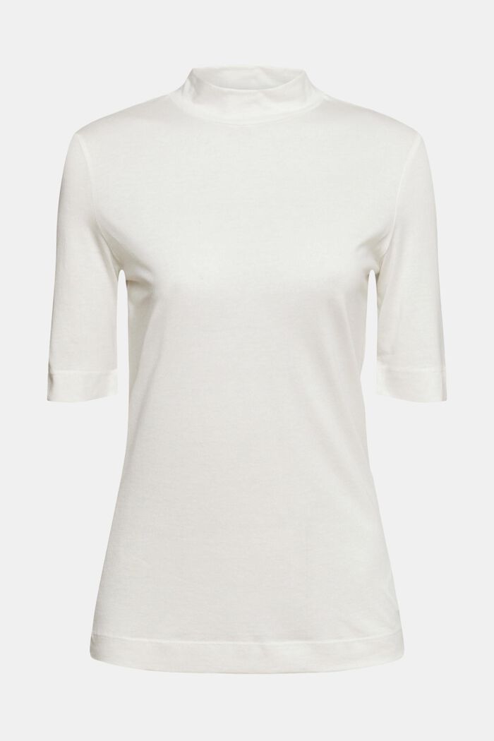 T-shirt with band collar, TENCEL™, OFF WHITE, detail image number 7