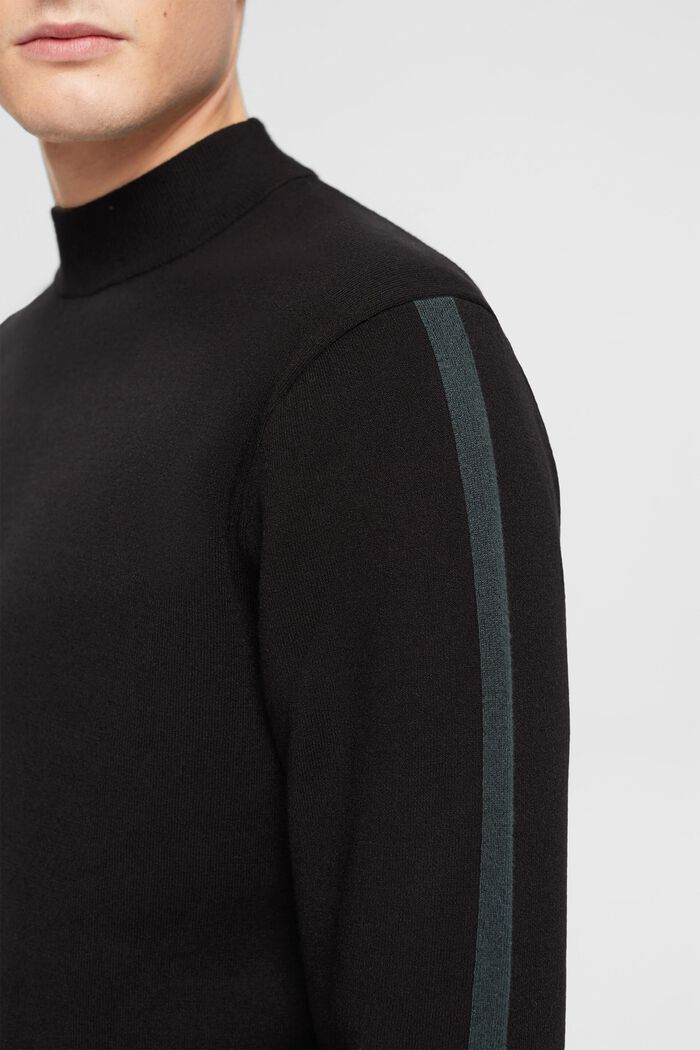 Mock neck sweater, LENZING™ ECOVERO™, BLACK, detail image number 2