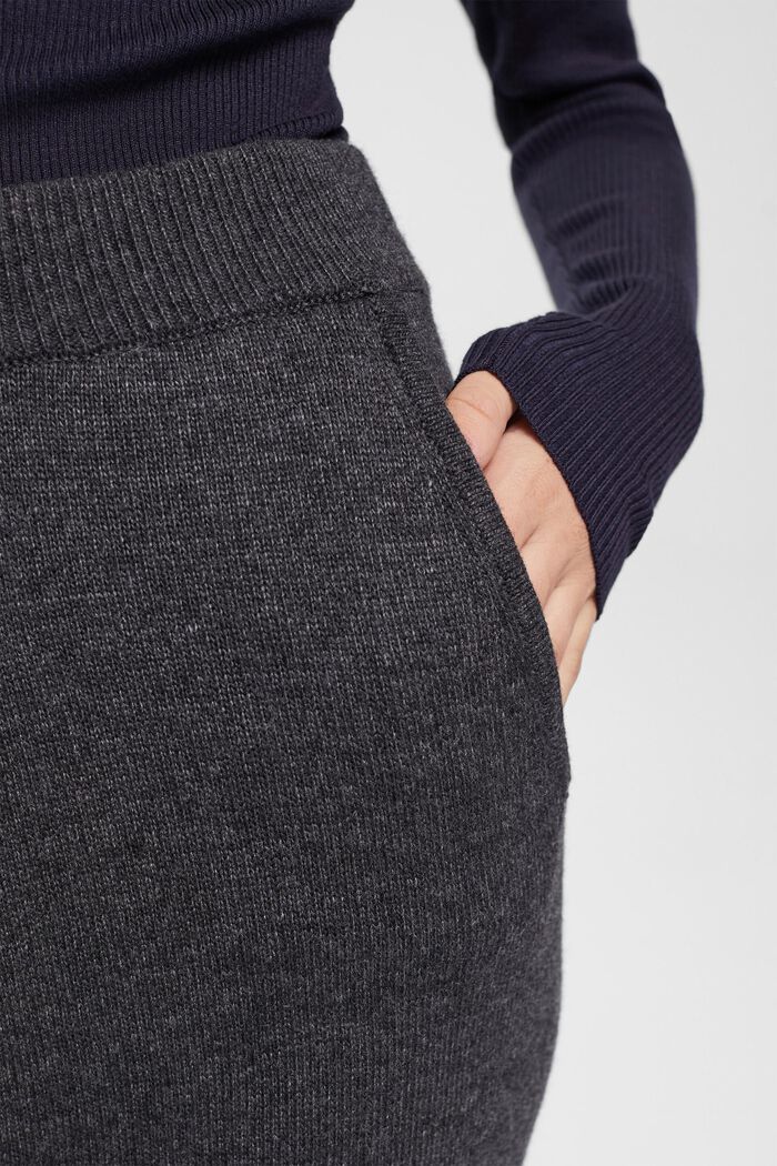 High-rise wool blend knit trousers, ANTHRACITE, detail image number 0