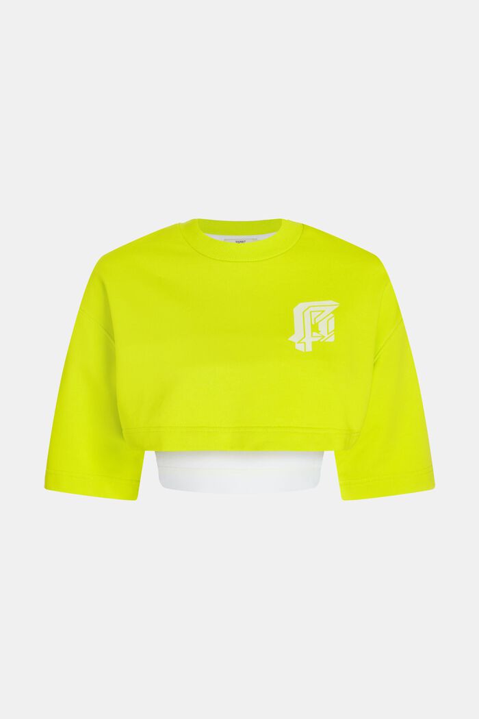 2-in-1 Neon Pop Print Logo Cropped Sweat Set, LIME YELLOW, detail image number 6