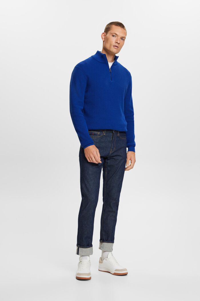 Premium Selvedge Mid-Rise Slim Jeans, BLUE RINSE, detail image number 1