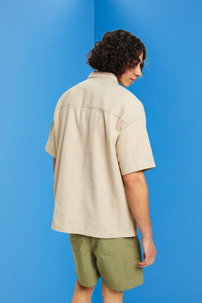 Boxy denim short-sleeved shirt, SAND, detail image number 3