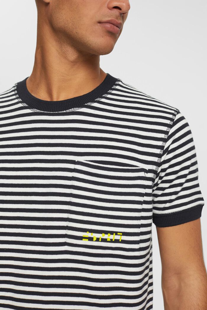 Striped knitted t-shirt, BLACK, detail image number 0