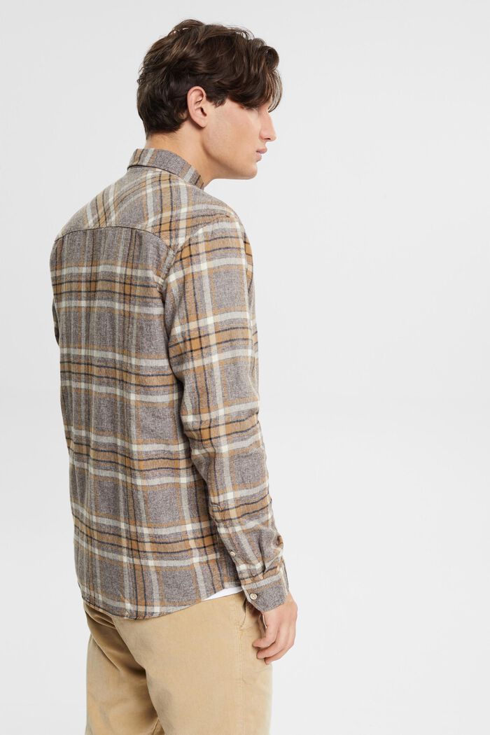 Checked flannel shirt, DARK BROWN, detail image number 3