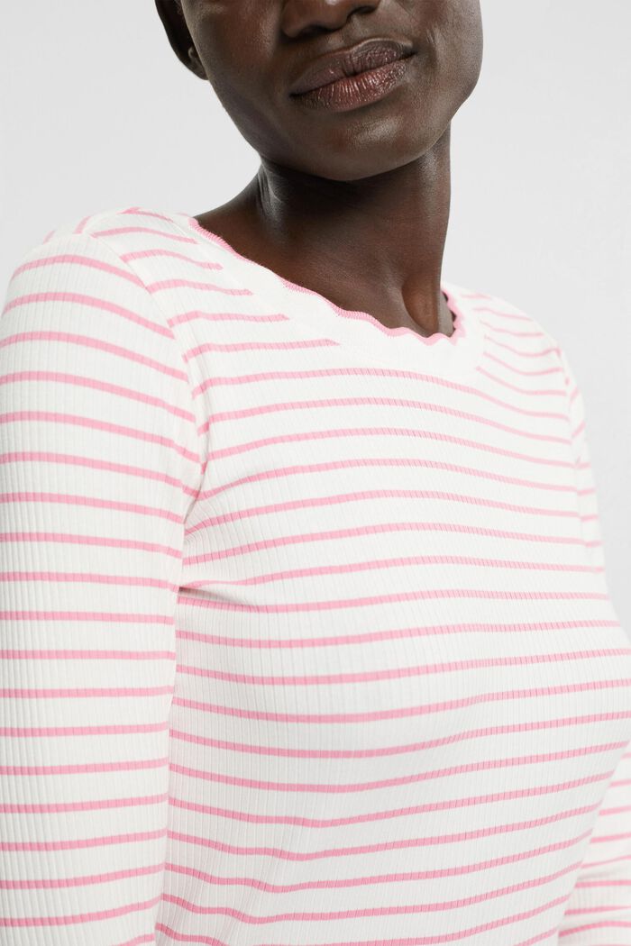 Long-sleeved ribbed top, OFF WHITE, detail image number 2