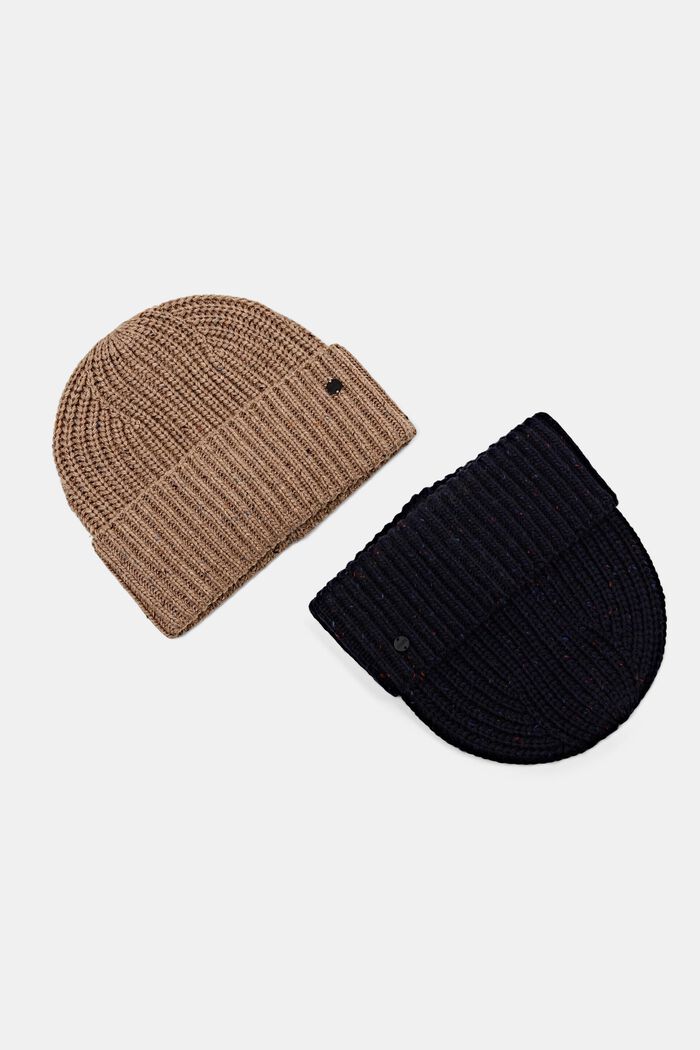 Rib knit beanie hat, KHAKI BEIGE, detail image number 3