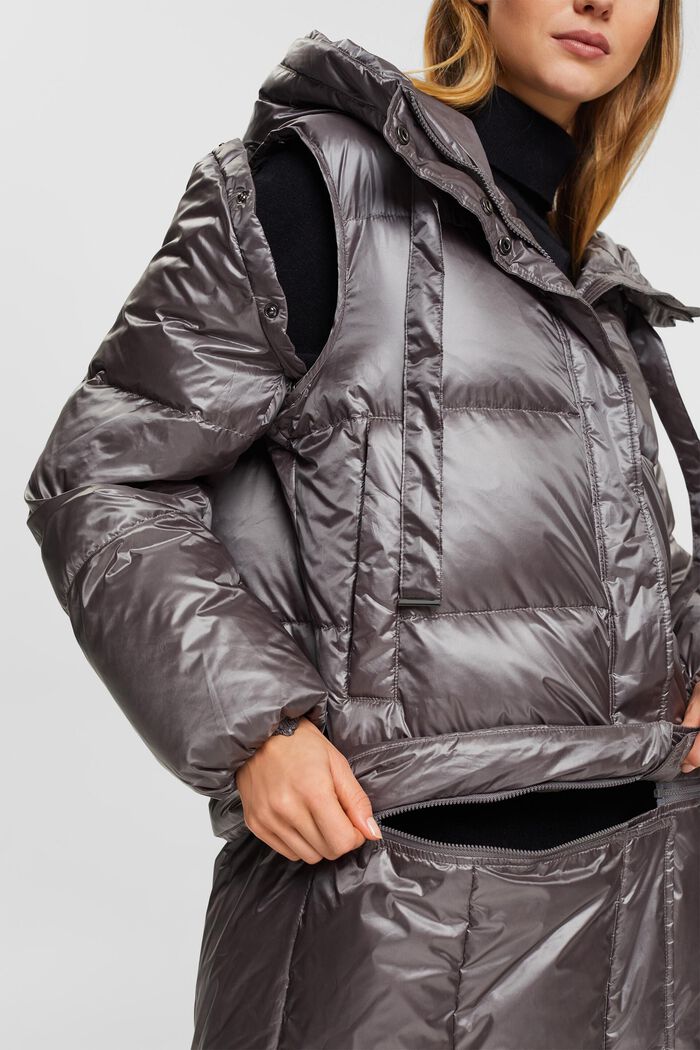 4-in-1 quilted coat with recycled down filling, GUNMETAL, detail image number 2