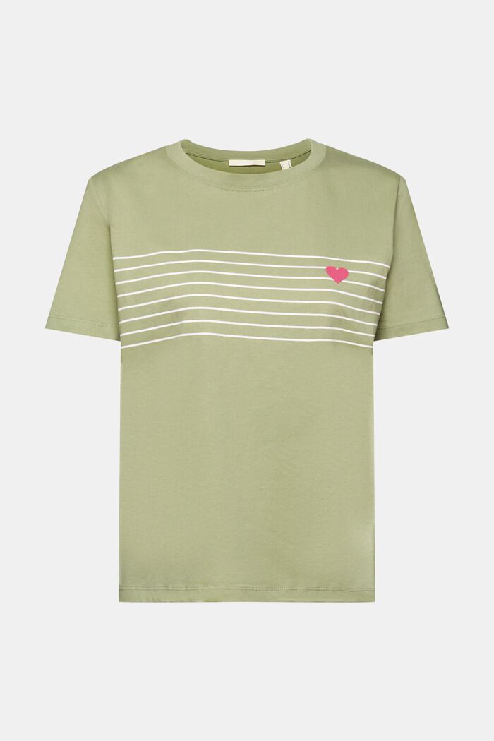 T-shirt with heart print, LIGHT KHAKI, detail image number 6