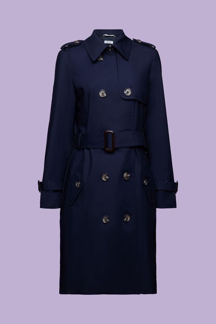 Belted Double-Breasted Trench Coat, NAVY, detail image number 6