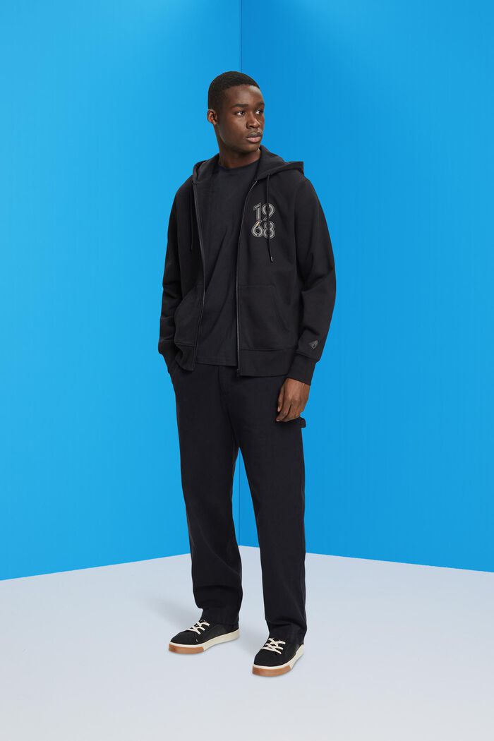 Full-length zip hoodie, BLACK, detail image number 4