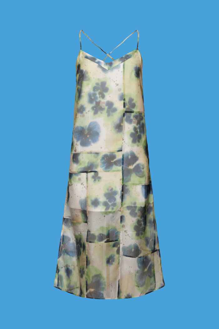 Patterned organza midi dress, YELLOW, detail image number 6