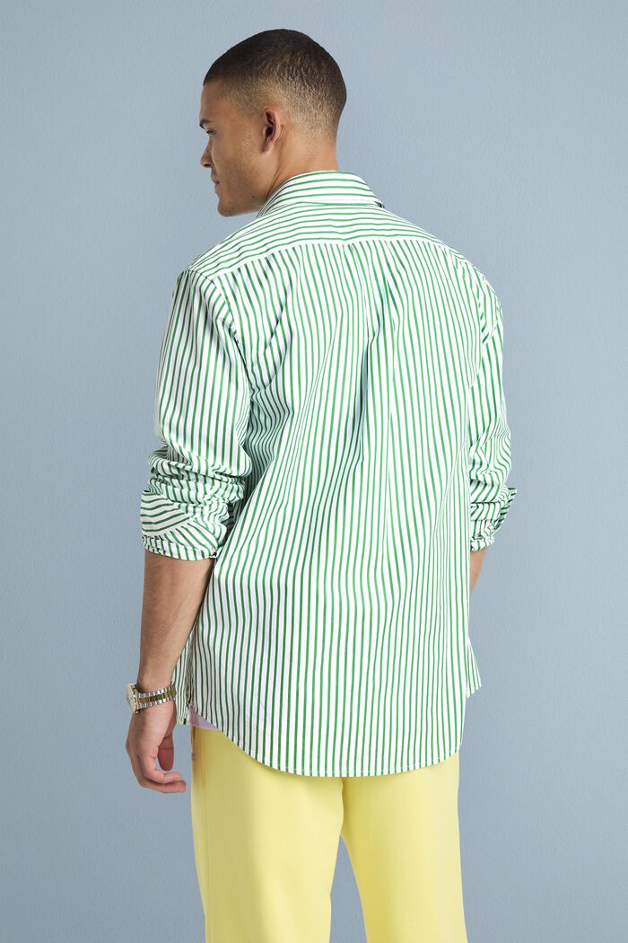 Striped Cotton-Poplin Shirt, GREEN, detail image number 1