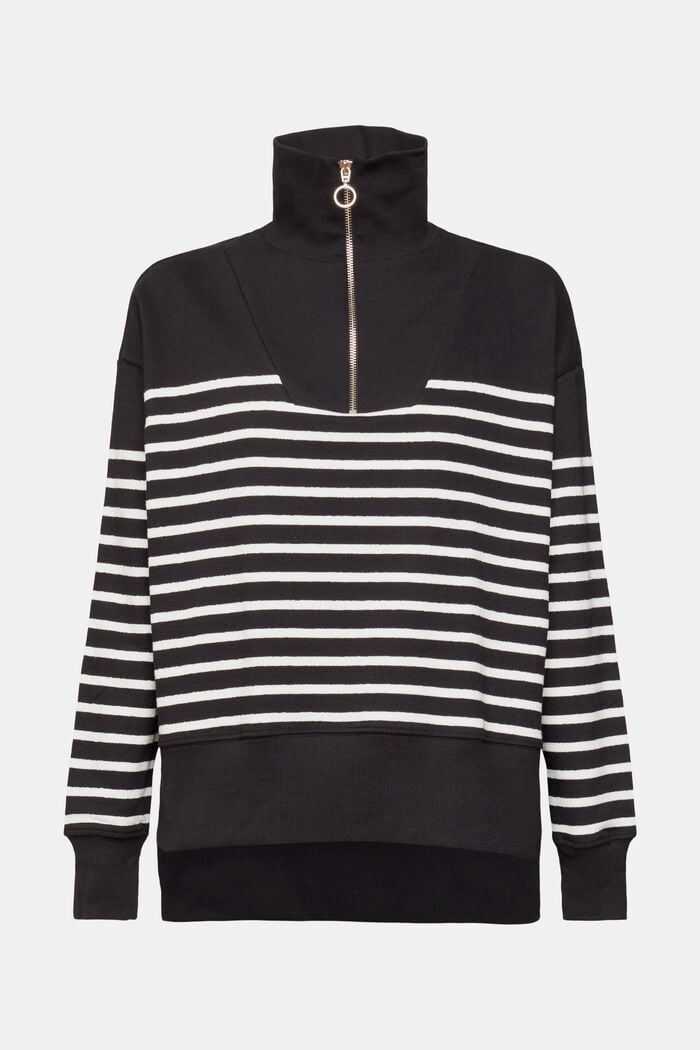 Striped half-zip sweater, BLACK, detail image number 6