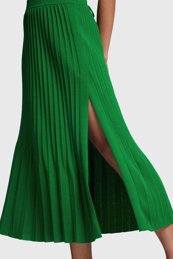 Pleated midi skirt, GREEN, detail image number 3