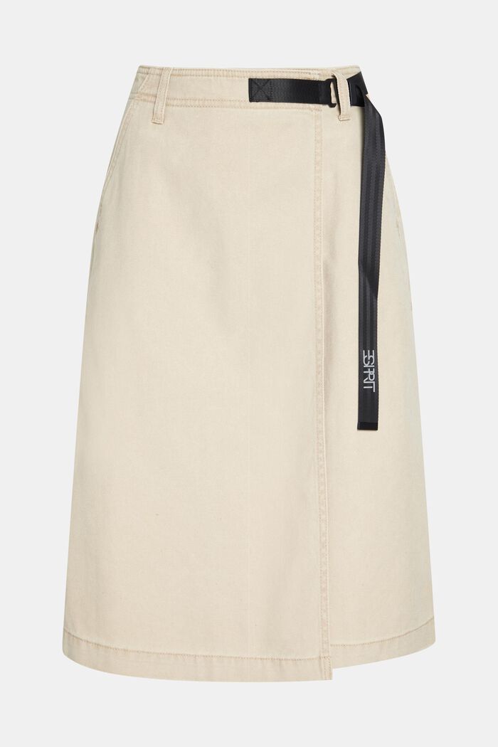 Buckle waist wrapped midi skirt, CREAM BEIGE, detail image number 4