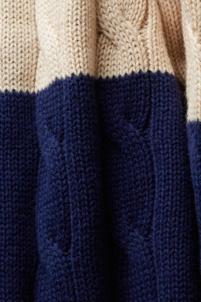 Striped Cable Knit Sweater, SAND, detail image number 7