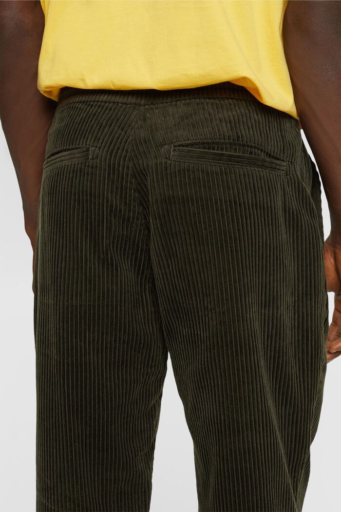 Jogger style corduroy trousers, DARK KHAKI, detail image number 4