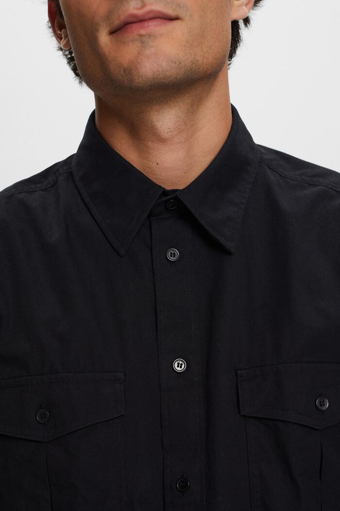 Cotton Utility Shirt, BLACK, detail image number 2