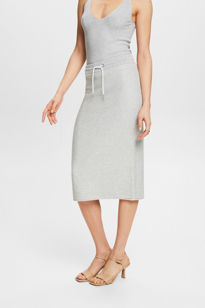 Knit Midi Skirt, LIGHT GREY, detail image number 0