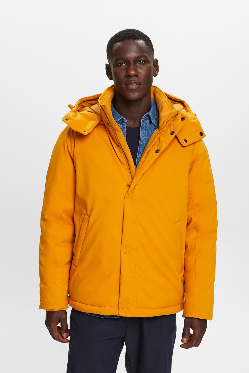 Recycled: down jacket with detachable hood