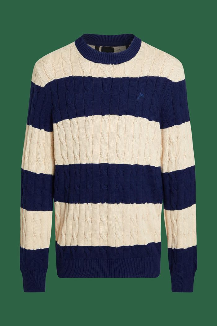 Striped Cable Knit Sweater, SAND, detail image number 8