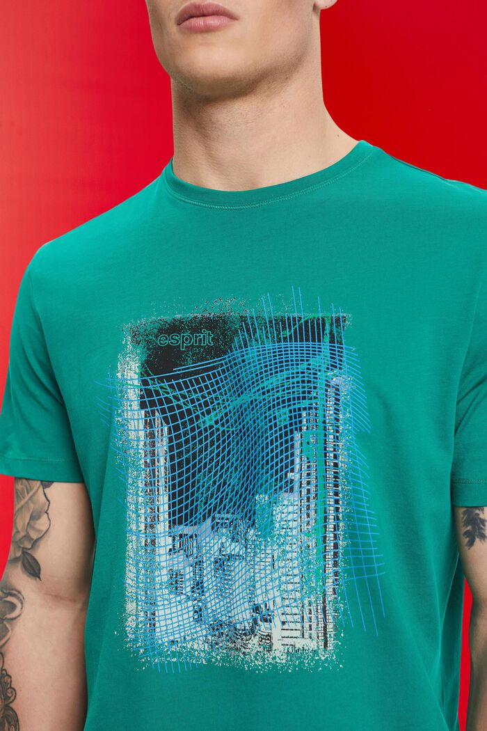 Sustainable cotton T-shirt with print, EMERALD GREEN, detail image number 2