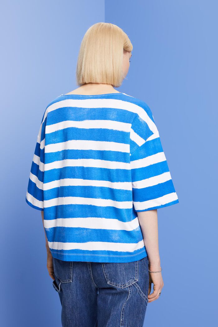 Striped oversized t-shirt, 100% cotton, WHITE 3, detail image number 3