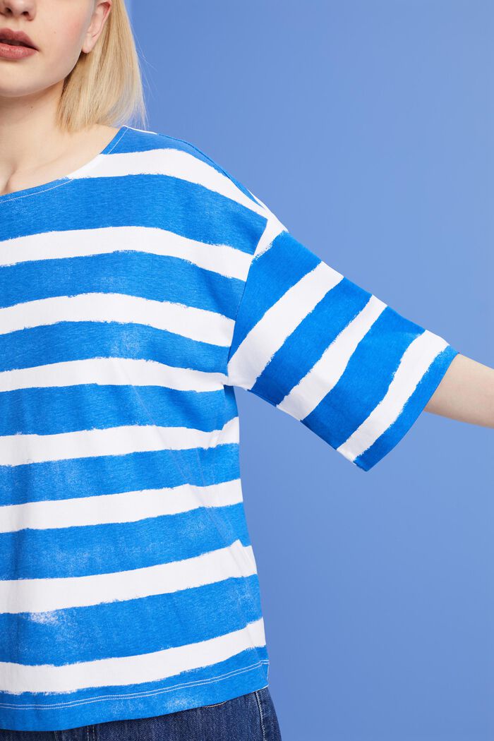 Striped oversized t-shirt, 100% cotton, WHITE 3, detail image number 2