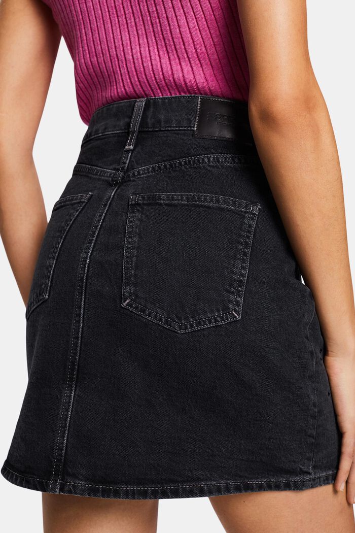 Rhinestone Denim Mini Skirt, BLACK DARK WASHED, detail image number 3