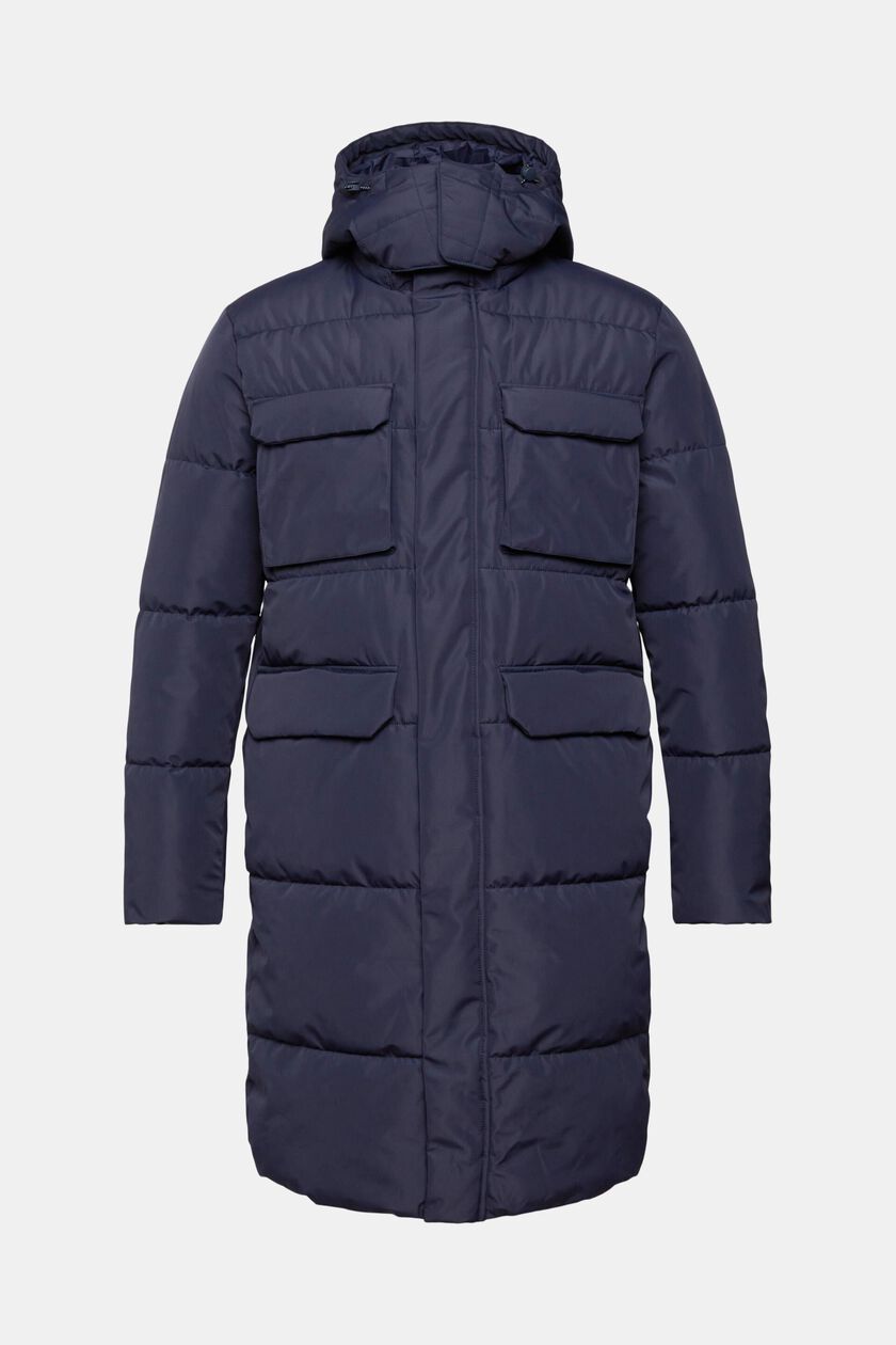 Quilted coat with detachable hood