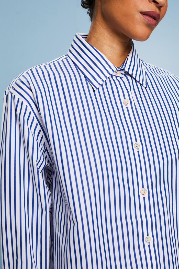 Striped Poplin Shirt, BRIGHT BLUE, detail image number 3