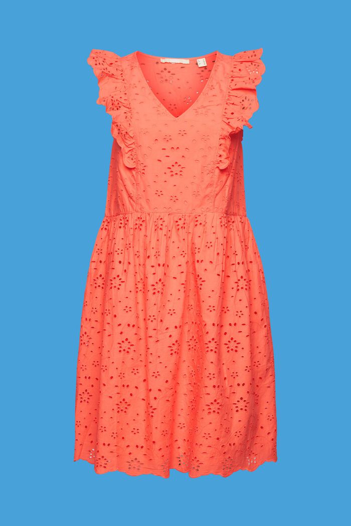 Cotton lace dress, CORAL ORANGE, detail image number 6