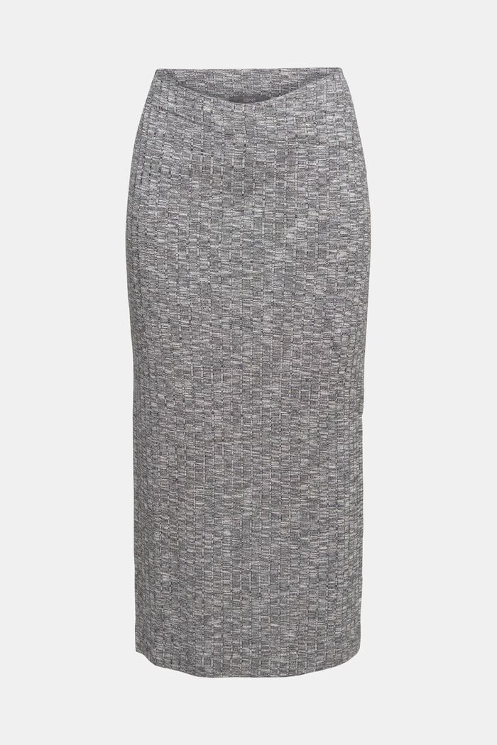 Space dye rib-knit midi skirt, ANTHRACITE, detail image number 7