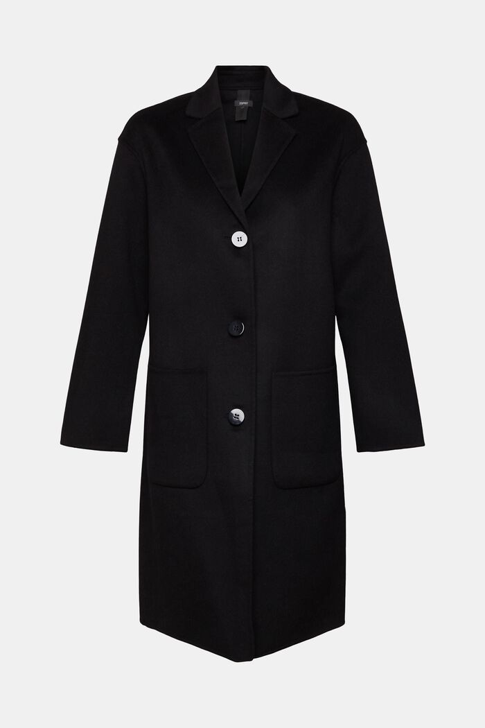 Recycled wool blend coat, BLACK, detail image number 5