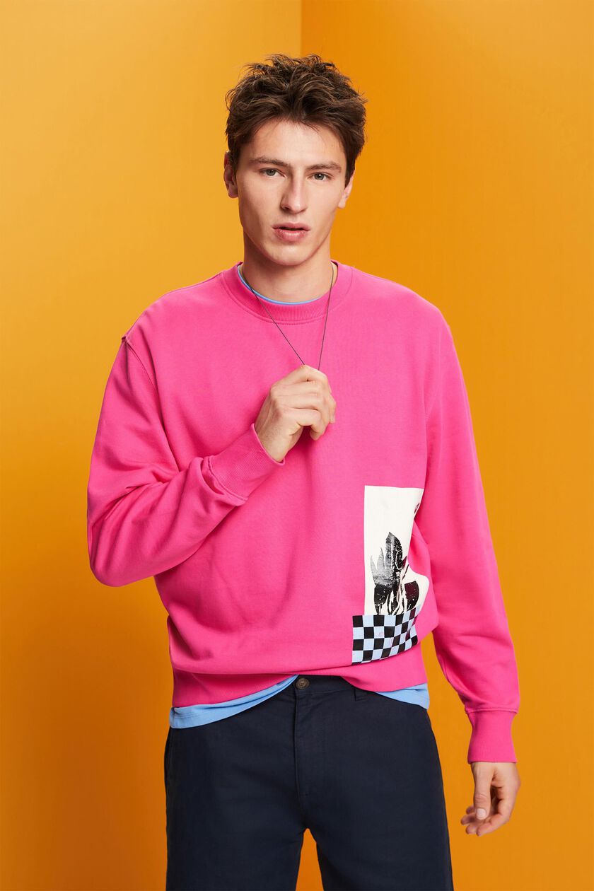 Crewneck sweatshirt with print, 100% cotton