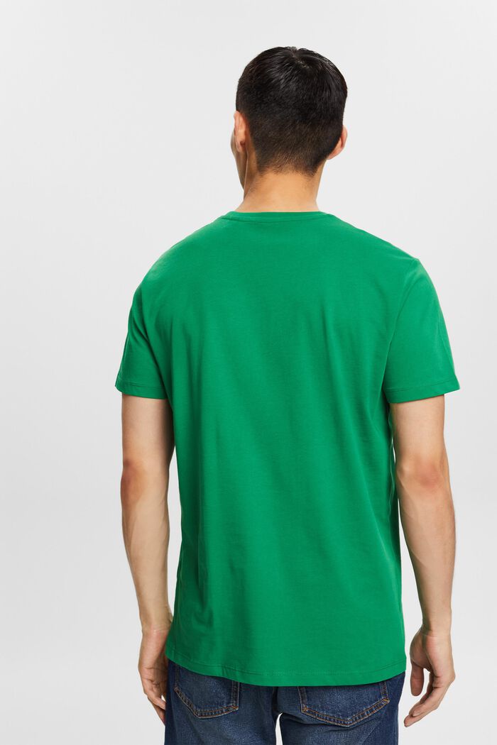 Jersey T-shirt with a retro logo print, EMERALD GREEN, detail image number 3