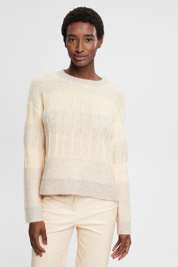 Structured jumper with sequins, OFF WHITE, detail image number 2