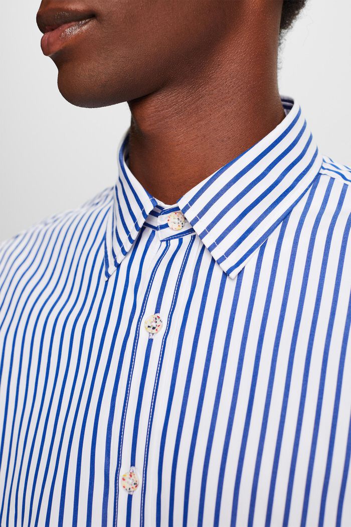 Striped Cotton-Poplin Shirt, BRIGHT BLUE, detail image number 2