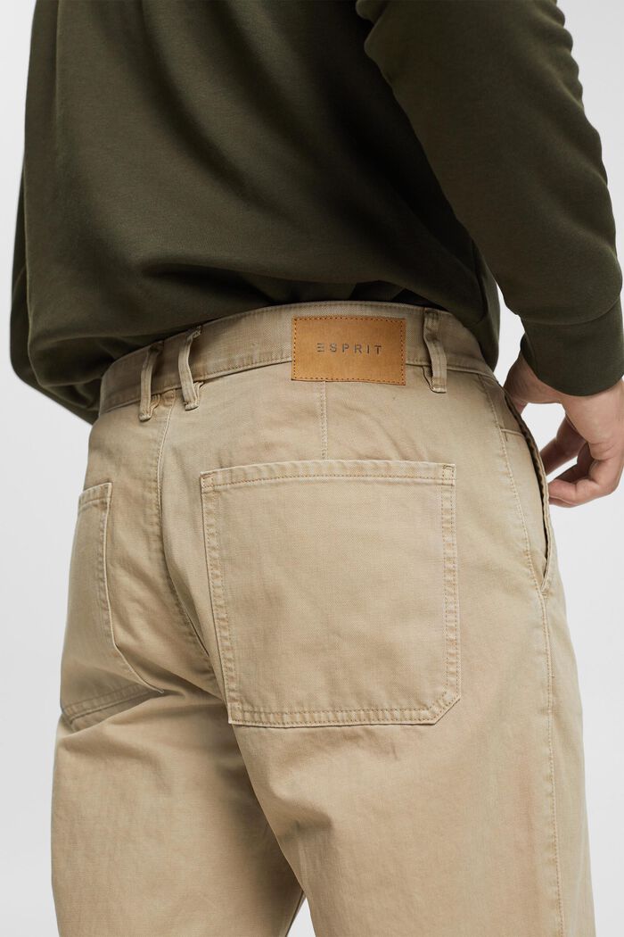 Wide leg, sustainable cotton trousers, LIGHT BEIGE, detail image number 4