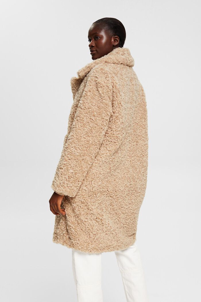 Faux fur coat, CREAM BEIGE, detail image number 3
